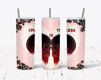 Gothic Romance: Skull and Heart Tumbler Design