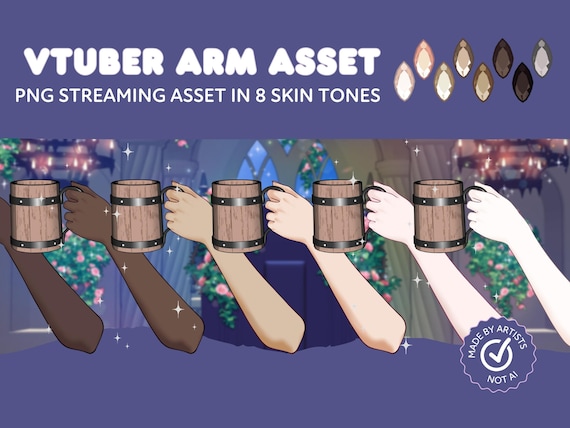 Vtuber Beer Stein Arm Asset | 8 Skin Tones (Digital Download PNG)