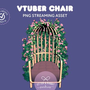 Vtuber Pink Rose Cage Chair Asset | PNG Livestream Overlay (Digital Download PNG)