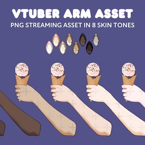 Vtuber Ice Cream Hands | PNG Arm Asset for Live2D Vtuber Livetreamers in 8 Skin Tones