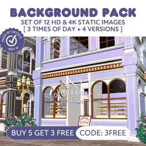Background Pack | Vtuber Livestream Cute Café Date Static Background Set
