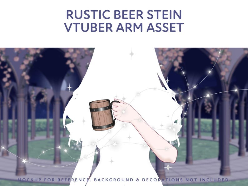 Vtuber Beer Stein Arm Asset | 8 Skin Tones (Digital Download PNG) image 3