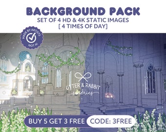 Pacote de plano de fundo | Conjunto de fundo estático do templo de flores Vtuber Livestream