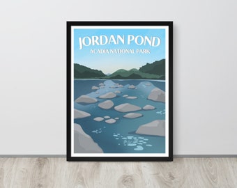 Jordan Pond Print | Acadia National Park Travel Poster, Maine, Landscape, Bar Harbor