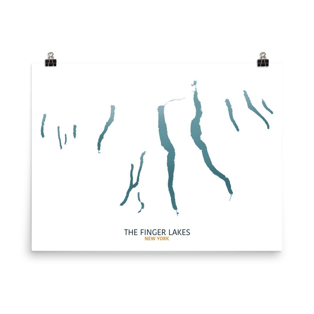 Finger Lakes Print Map of the Finger Lakes, Skaneateles, Keuka, Sneca
