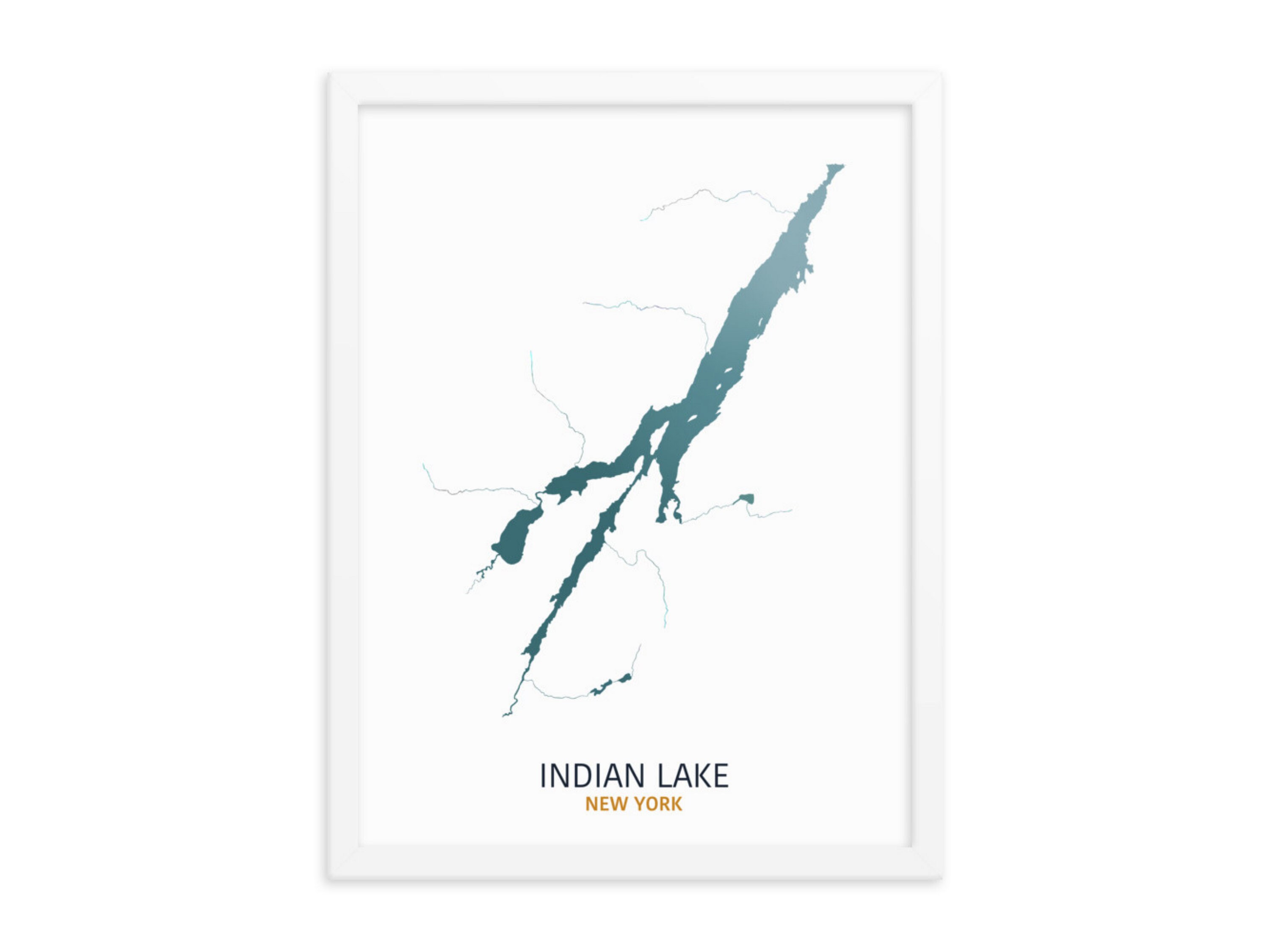 Indian Lake Poster Adirondack Park, New York State Park, Lake Map Art