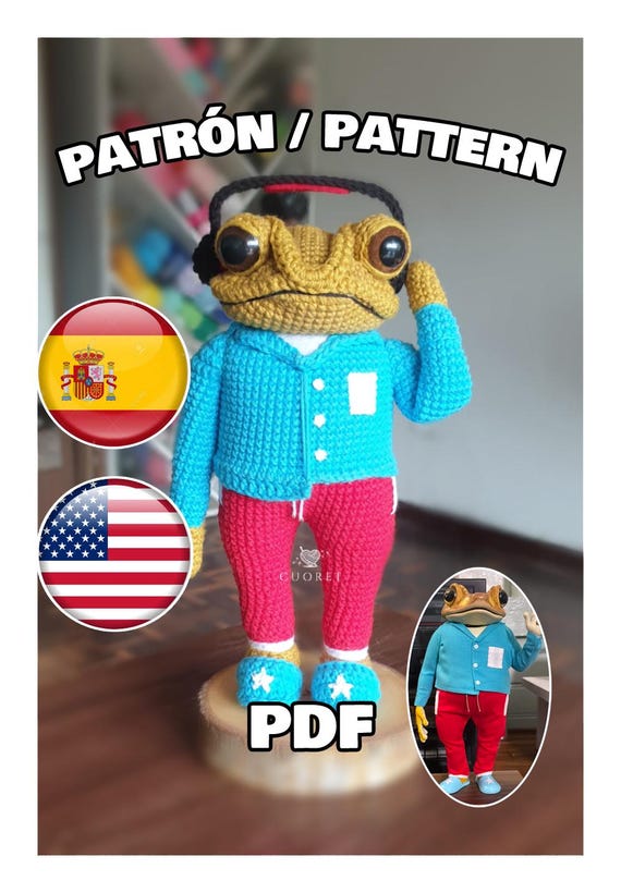Patrón inglés/español. Intermedio/Avanzado Concho Amigurumi PDF Bad Bunny Puerto Rico
