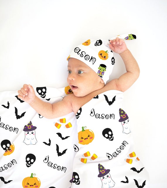 Halloween Baby Blanket Personalized Customized October Swaddle