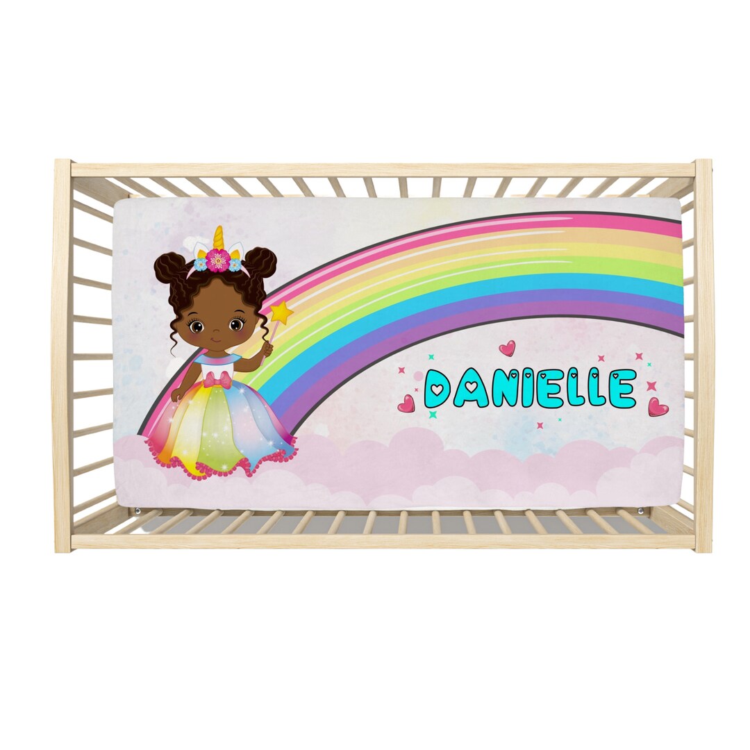 Unicorn Crib Bedding Set, Personalized Baby Girl Crib Bedding, Black