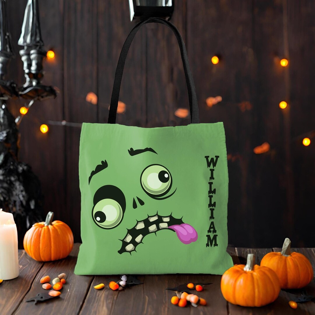 Personalized Halloween Bag , Zombie Candy Bag , Monster Trick or Treat ...