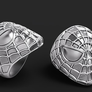 Spider-Man ring, Sterling Silver Spider Ring, Spider Man Engagement Ring, Spiderman Mask Ring, Spiderman Wedding Ring, Movie Superhero Ring