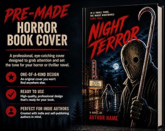 Pre-Made Horror Book Cover – 80s Slasher Thriller Design, Dark Suspense Ebook Cover, Masked Killer Premade Cover, Indie Author Cover Art