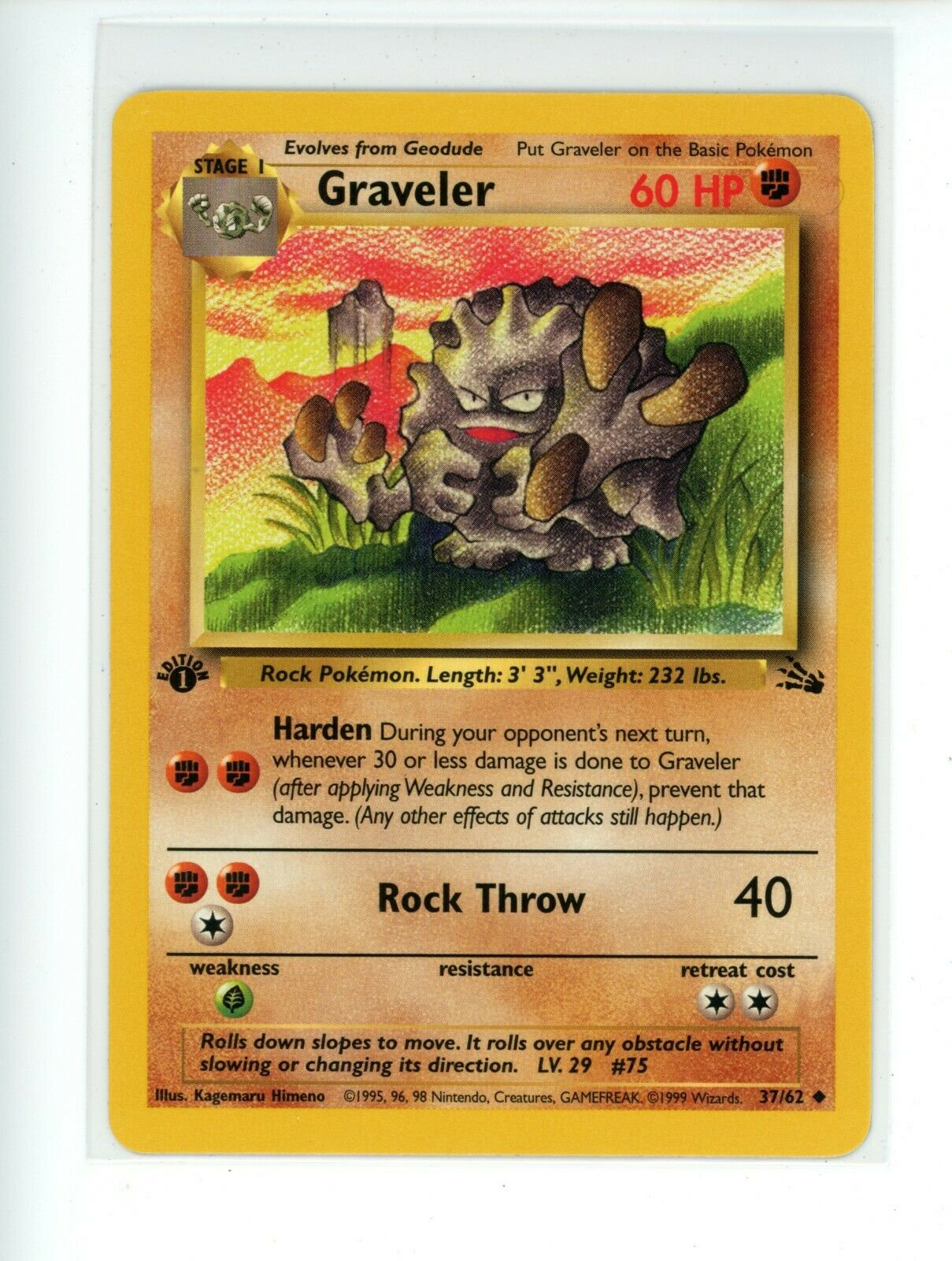 1999 Pokemon Fossil Graveler 1st Edition #37 - Etsy