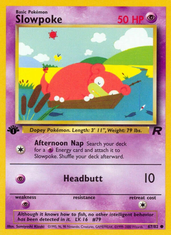 1st Edition Slowpoke 67/82 - Team Rocket - Pokemon Card - Near Mint (NM) - Etsy 1st Edition Slowpoke 67/82 - Team Rocket - Pokemon Card - Near Mint (NM) - Etsy