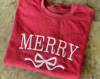 MERRY Bow Sweatshirt || Comfy Sweatshirt || Merry || Christmas sweatshirt