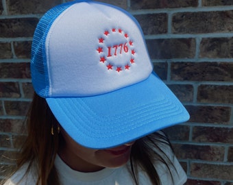 1776 Embroidered Foam Trucker Hat | Carolina Blue