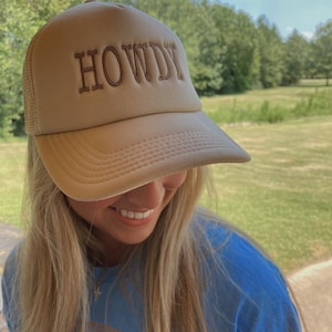 HOWDY Foam Hat | Embroidered Foam Cap | Beige foam Cap