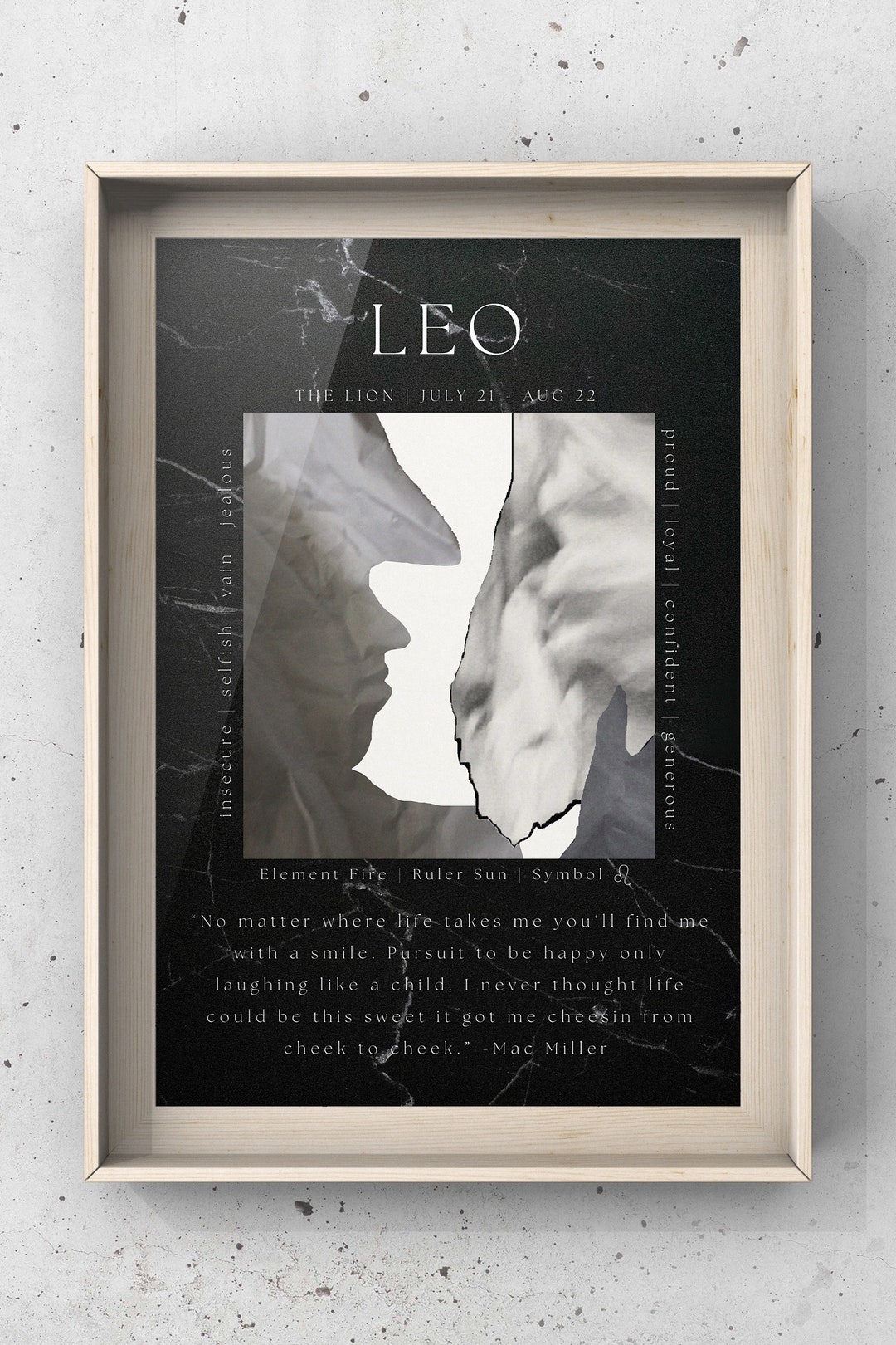 Printable Leo Zodiac Sign Poster marble Collection in 8x10 - Etsy