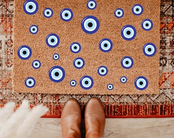 Evil Eye Doormat | Housewarming Gift | Custom Made Gift | Front Door Mat | Personalized Gift | Outdoor Mat | Coir Mat