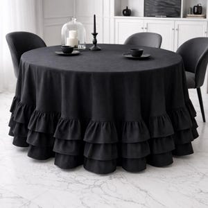 Ruffled Linen Tablecloths: Custom Tablecloths | Elegant Rustic Decor | Farmhouse Decor