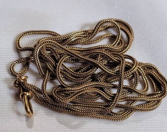 Antique Victorian Rolled Gold Snake Long Guard Chain Circa 1900