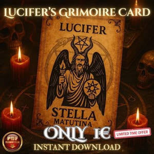 Lucifer Grimoire Card PDF – Morning Star Sigil Ritual, Occult Magic, Satanic Witchcraft, Dark Grimoire Instant Download