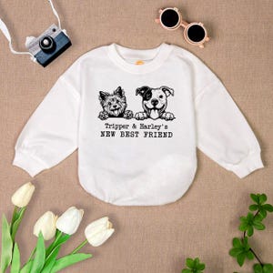 Custom New Best Friend Baby Outfit,  Dog Lover Baby Clothes, Cute Baby Romper, Dog Name Baby Bodysuit, Newborn Clothes, Birthday Baby Gift