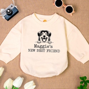 New Best Friend Baby Bodysuit, Protected By Dog Bubble Romper, Personalized Dog Name Romper, Dog Name Baby Bodysuit, Baby Shower Gift Outfit