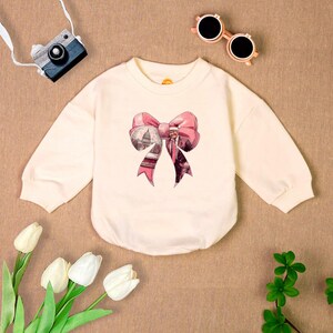 Pink Coquette Bow Baby Outfit, I&#39;ll Be Home for Christmas Bubble Romper, Holiday Baby Sweater, Newborn Outfits Baby Girl, Cute Baby Gift