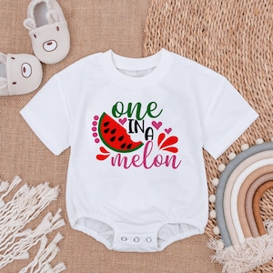 One In A Melon Baby Romper, Watermelon Birthday Baby Outfit, Matching Birthday Romper, Summer Baby Bodysuit, Funny Shirt for Kids