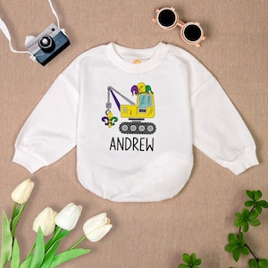 Jester Crane Mardi Gras Baby Outfit, Cute Boys Kids Baby, Newborn Baby Clothes, Funny Mardi Gras Baby Romper, Matching Baby Bodysuit