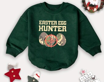 Easter Egg Hunter Baby Romper, Camo Egg Baby Bodysuit, Funny Hunting Bubble Romper, Newborn Outfits Baby Boy, Funny Shirt for Kids