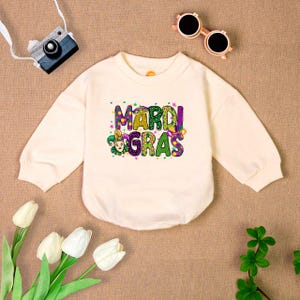 Happy Mardi Gras Baby Outfit, Clown New Orleans Baby Romper, Funny Shirt for Kids, Newborn Baby Clothes, Cute Baby Gift, Baby Bubble Romper