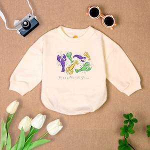 Happy Mardi Gras Baby Outfit, Colorful Crawfish Baby Romper, Funny Shirt for Kids, Newborn For Boys Girls, Newborn Baby Clothes, Baby Gift