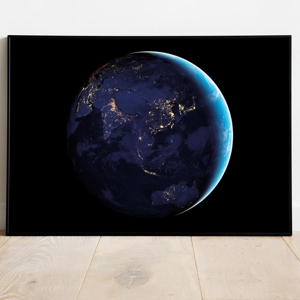 Poster Nasa de la planète Terre à télécharger pour décoration spatiale, Impression NASA pour chambre preppy ou un cadeau d’astronomie
