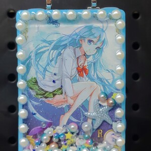 Blue Anime Girl Hanger- Manga- Waifus- Collection Card Shaker- Goddess Story- Pearls- Resin Shaker- Fan Art