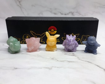 Five Piece Crystal Monster Box Set- Great Collector Item- Unique Present - Rose Quartz - Decorative Box- Pika- Anime- Home Decor