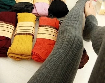 Ladies' Cozy Cable Knit Sweater Tights Warm Stretchy Footless design Ideal for Winter Size 6-8