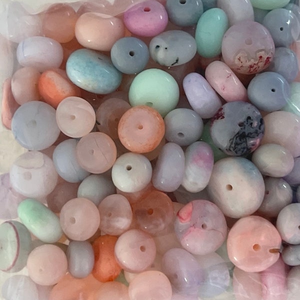 Bead lot-Assorted smooth rondelle gemstone beads