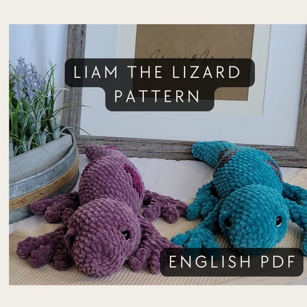 Patron : Liam le lézard - Patron sans couture, crochet en lézard, crochet en salamandre, lézard tacheté, crochet sans couture, lézard, salamandre