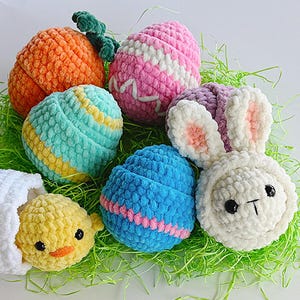 Mini Stress Ball Buddies Easter Stress Crochet Pattern Bundle - No Sew 4 Pack (PDF)