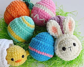 NO SEW - Mini Stress Ball Buddies Easter Stress Crochet Pattern Bundle - 4 Patterns (PDF)