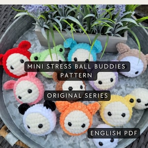 Pattern: Mini Stress Ball Buddies - No Sew Crochet Pattern, Frog Crochet, Bunny Crochet, Bear Crochet, Cat Crochet, Quick Market, Easy Make