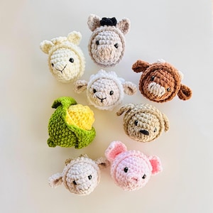 No Sew - Mini Stress Ball Buddies Farm Series Pattern Bundle, Interattivo, No Sew Crochet, Mucca, Asino, Mais, Maiale, Alpaca, Cane, Agnello, Capra