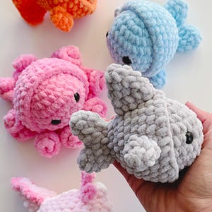 No Sew - Mini Stress Ball Buddies Just Add Water Series Häkelanleitungs-Bundle, Hai, Axolotl, Fisch, Wal, Oktopus, Fidget, Interaktiv