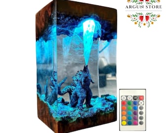 Monster resin lamp, diorama resin epoxy, custom night light, homemade gifts, home decor, Valentine's Day gifts for him
