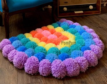 Pompom Rug Etsy