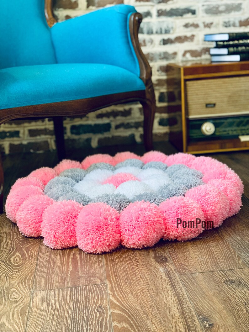 Pompom Rug for Kids Room Soft Rug for Nursery Baby Room Area Etsy