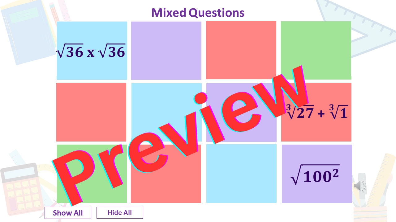 Square and Cube Root Practice | Worksheets | 60 Question Powerpoint - Etsy
