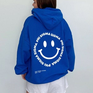 Phi Sigma Sigma Smiley Face Sorority Sweatshirt | Phi Sig Sorority Apparel | Custom Sorority Hoodie
